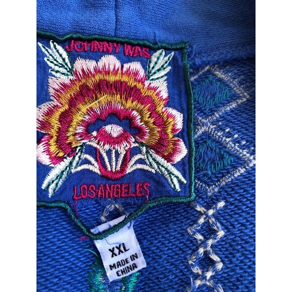 Johnny Was Blue Prisca Embroidered Draped Open Front Cardigan Size XXL - Picture 11 of 12